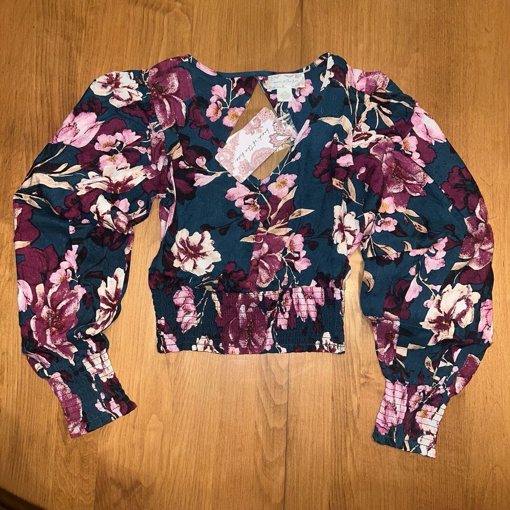 NEW Band Of The Free Women's Blouse Size XS Boho Peasant Smocked Cottagecore
